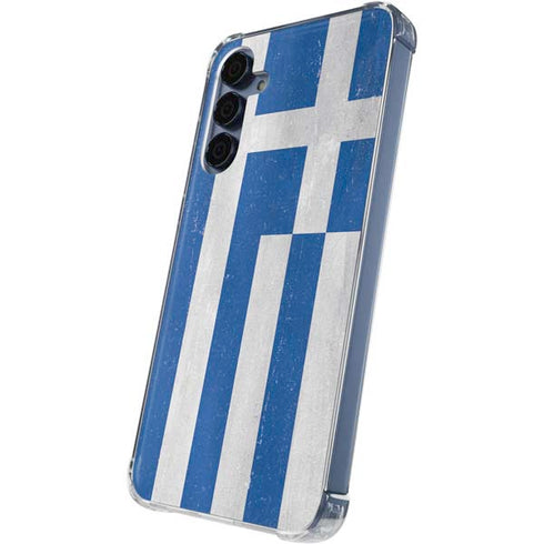 Greece Flag Distressed Galaxy A35 5G Clear Case